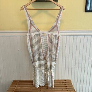 Custo Barcelona Womens Striped & Metallic Printed Sleeveless Top Large
